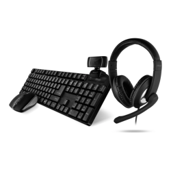 Kit Qoby 4 en 1 Home Office | Enrique Matalon S.A. | Teclado + Mouse + Webcam + Auriculares