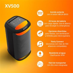 Parlante Sony SRS-XV500 | Matalon S.A. | Bluetooth 5.2 y 25 h